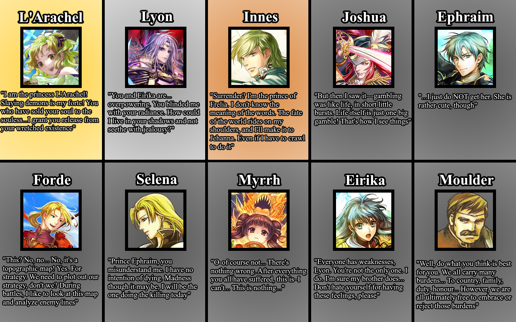 fire emblem sacred stones characters