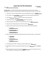 super size me movie worksheet