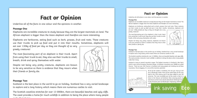 fact and opinion reading passages 6th grade