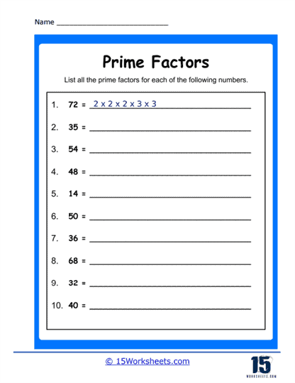 factors and prime factorization worksheets