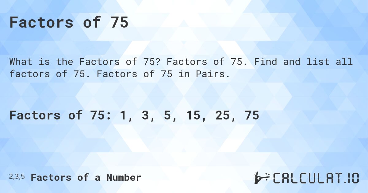 factors of 75 in pairs