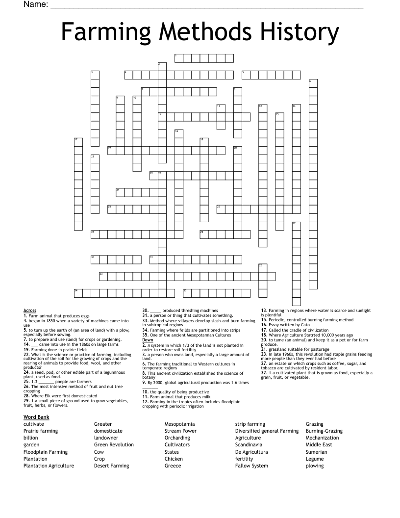 domesticated variety crossword