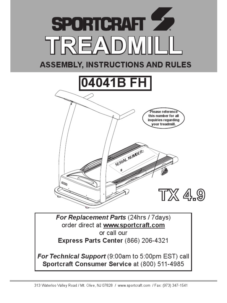 sportcraft 4.9 treadmill