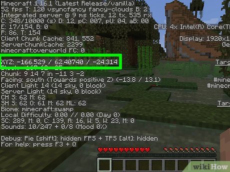 how do i see my coordinates in minecraft java
