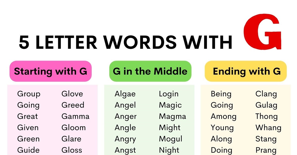 five letter words that end with g