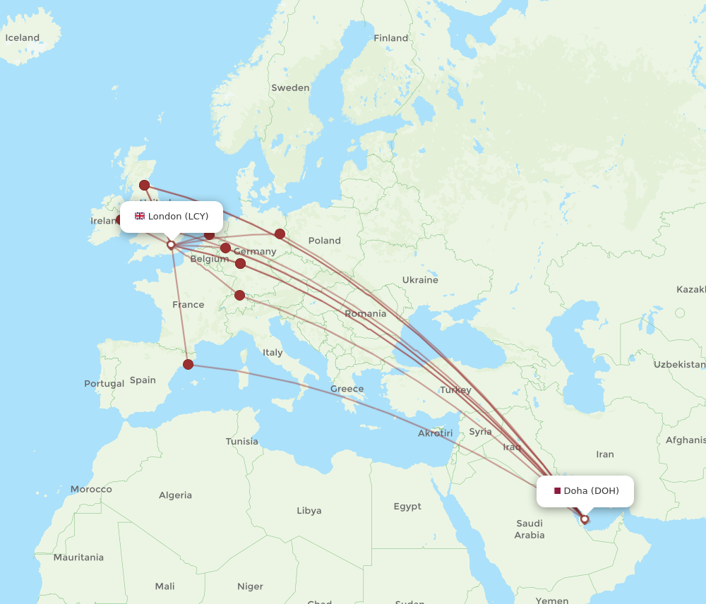 flight duration from doha to london