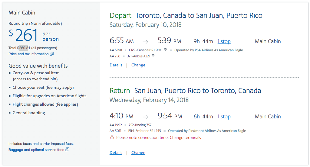 flight time from toronto to puerto rico