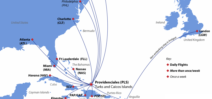flight time turks and caicos