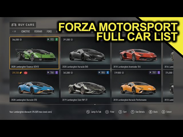 forza motorsport carlist