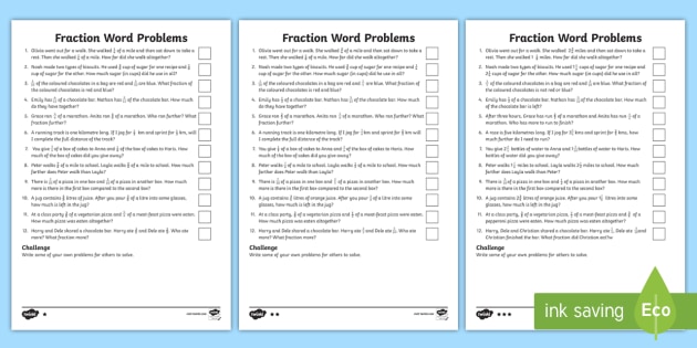 fraction word problems year 5