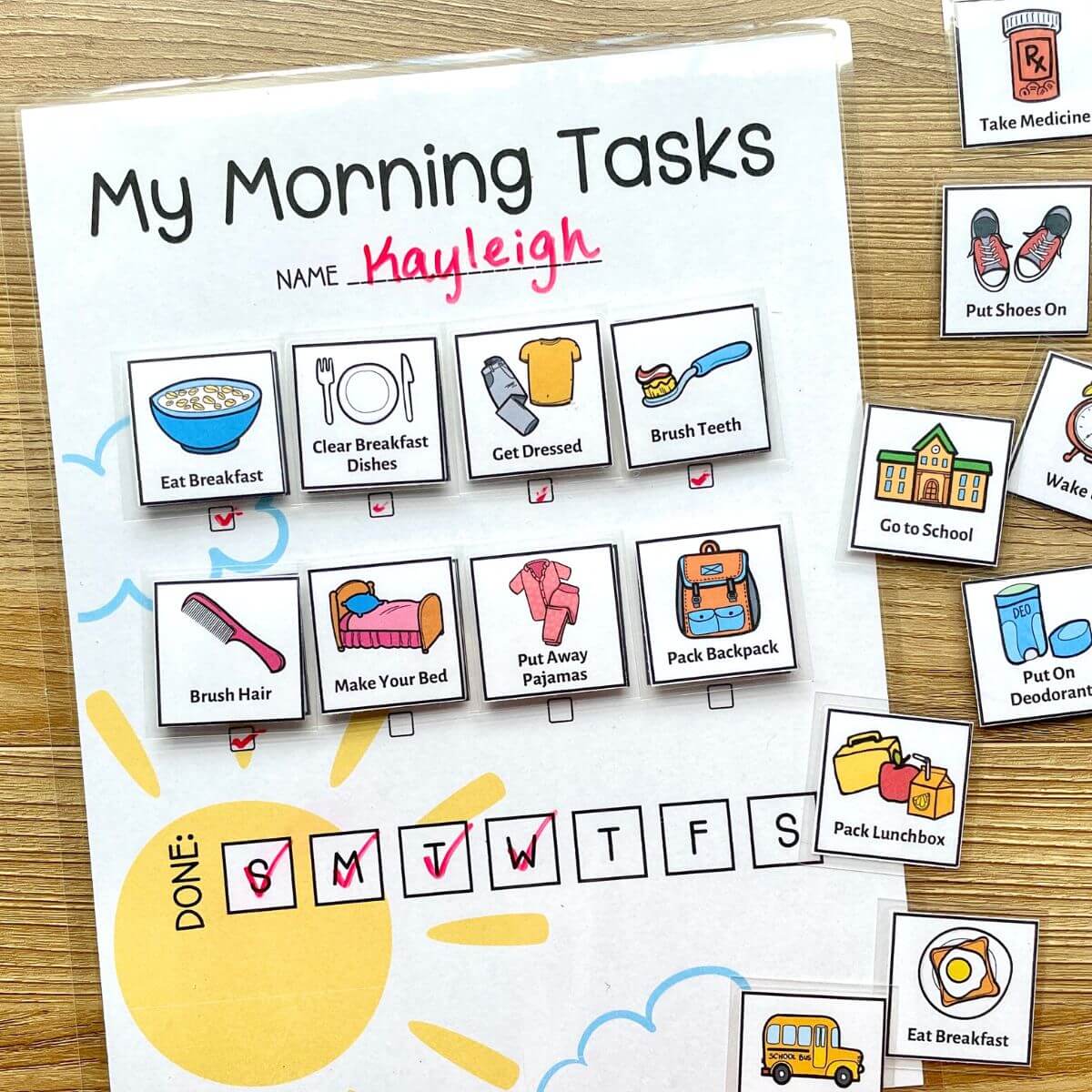 free editable morning routine chart