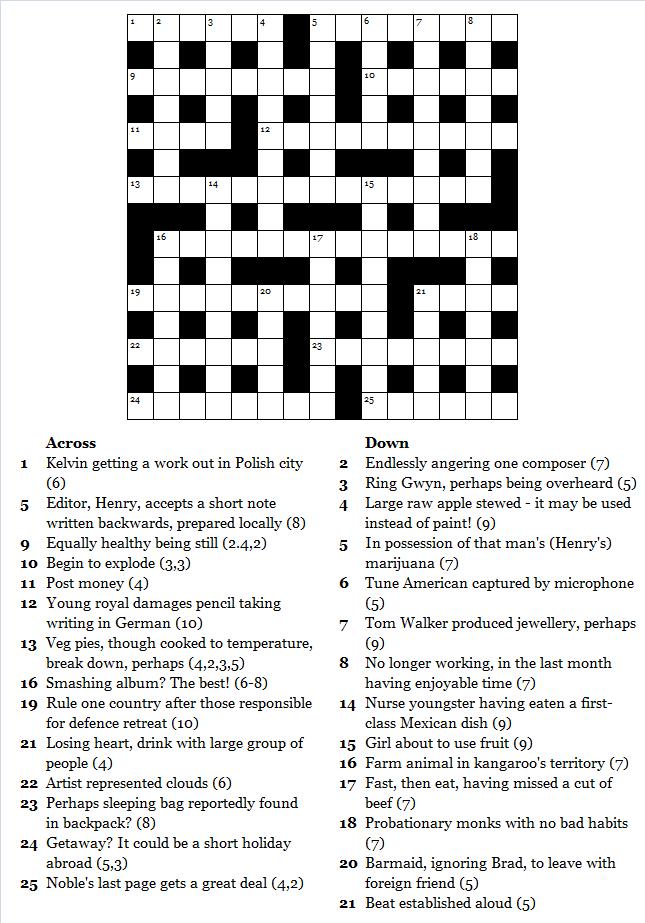 free online cryptic crossword puzzles