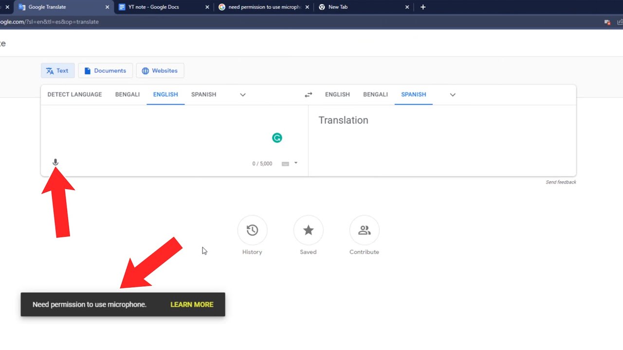 google translate spanish to english microphone