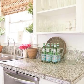 gray laminate countertops with white cabinets