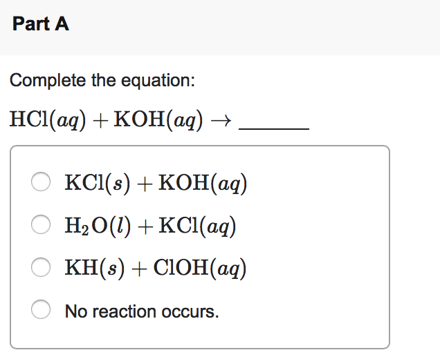 hcl + koh reaction