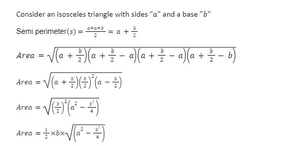 herons formula for isosceles triangle