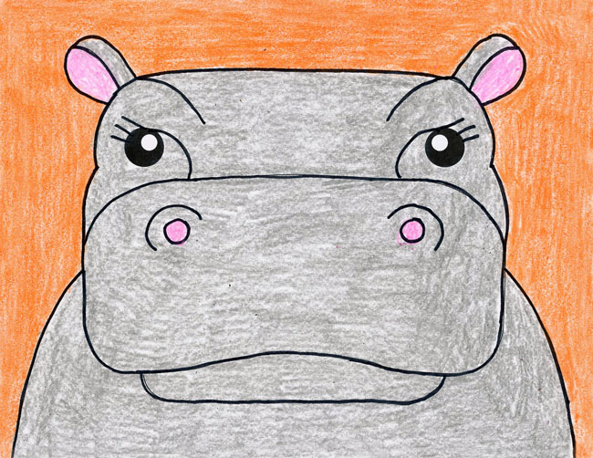 hippo head drawing