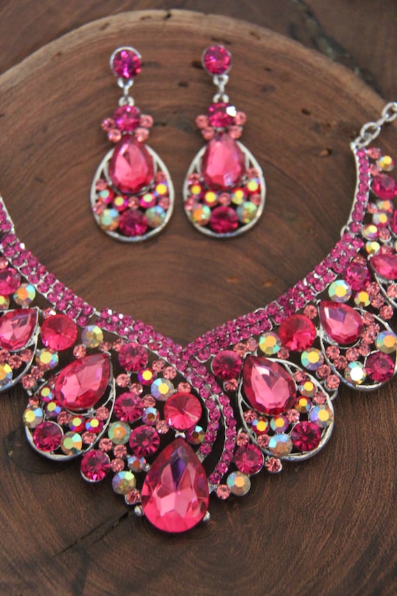 hot pink jewelry sets