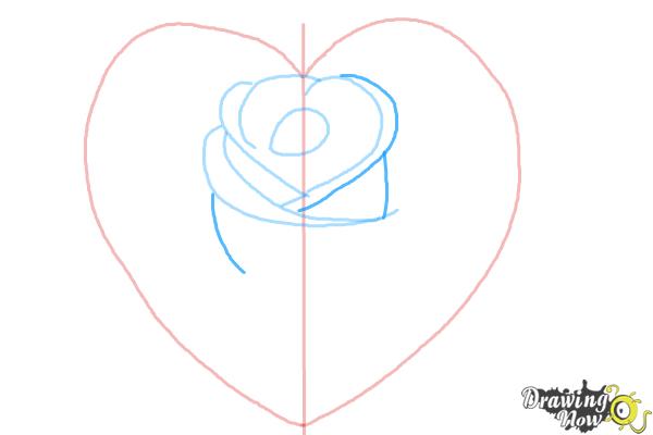 how to draw a heart rose step by step