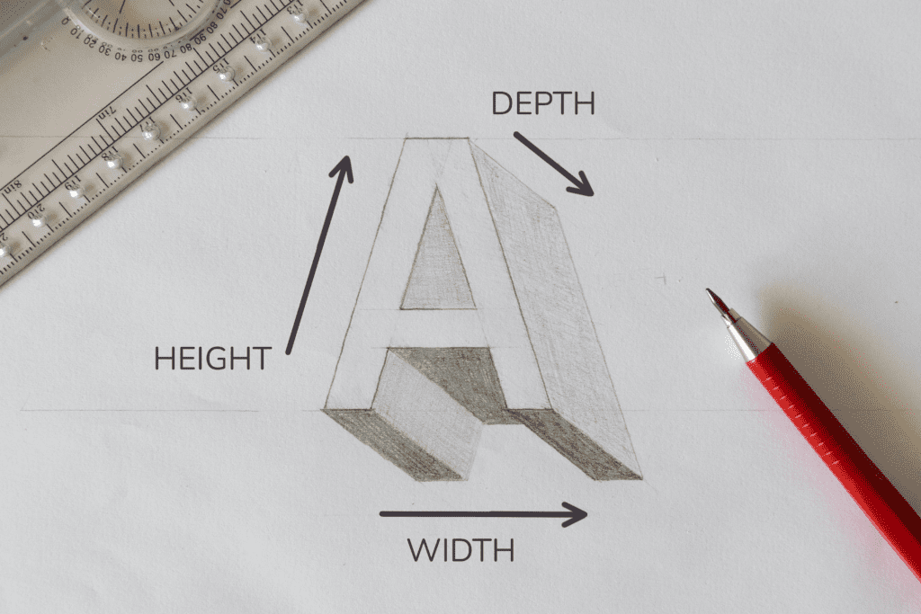 how to draw letter a in 3d