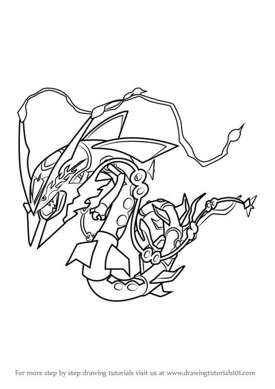 how to draw mega rayquaza