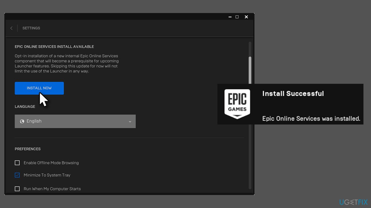 how to install epic games online services