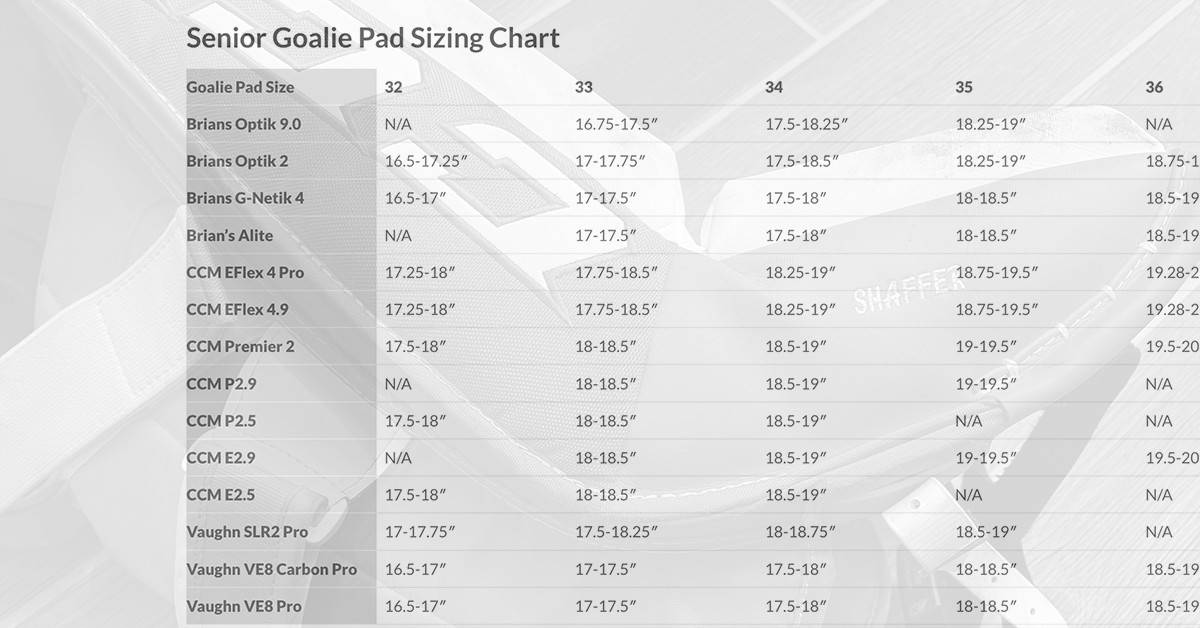 how to size hockey goalie pads