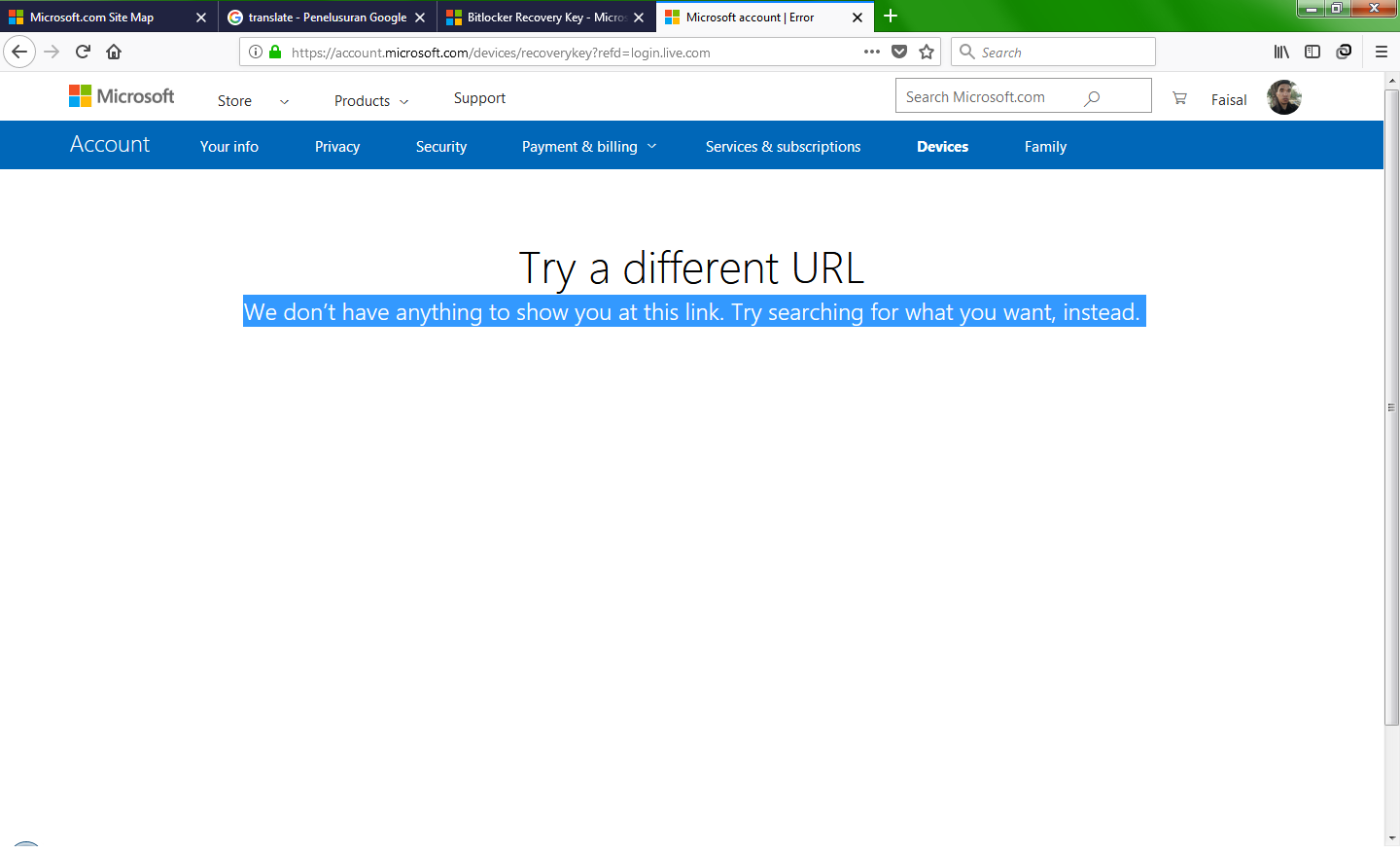 https account microsoft com devices recoverykey