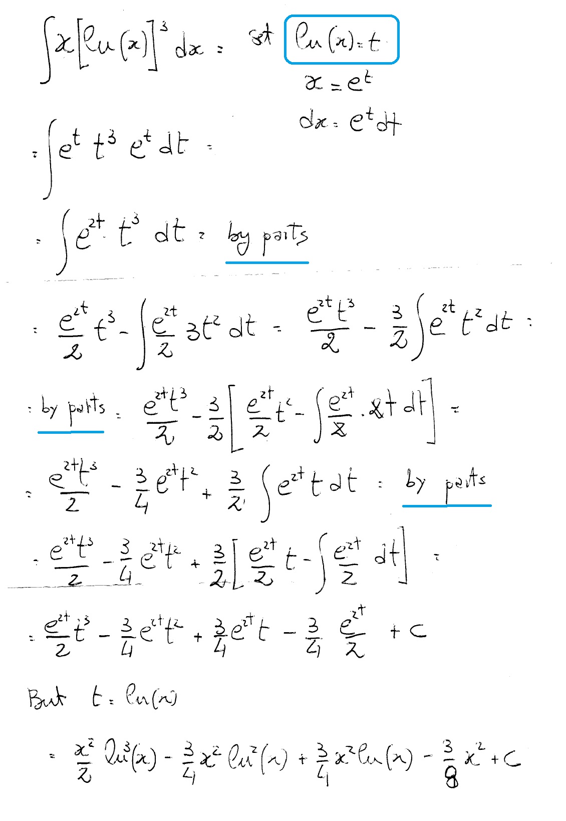 integral of ln x 3