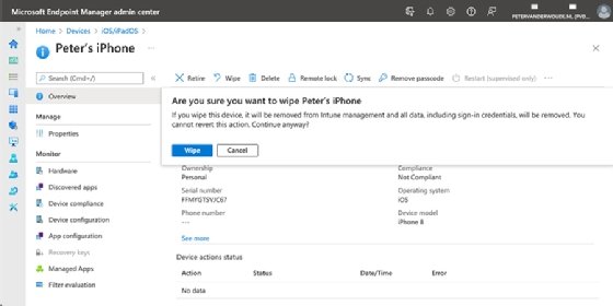 intune wipe iphone