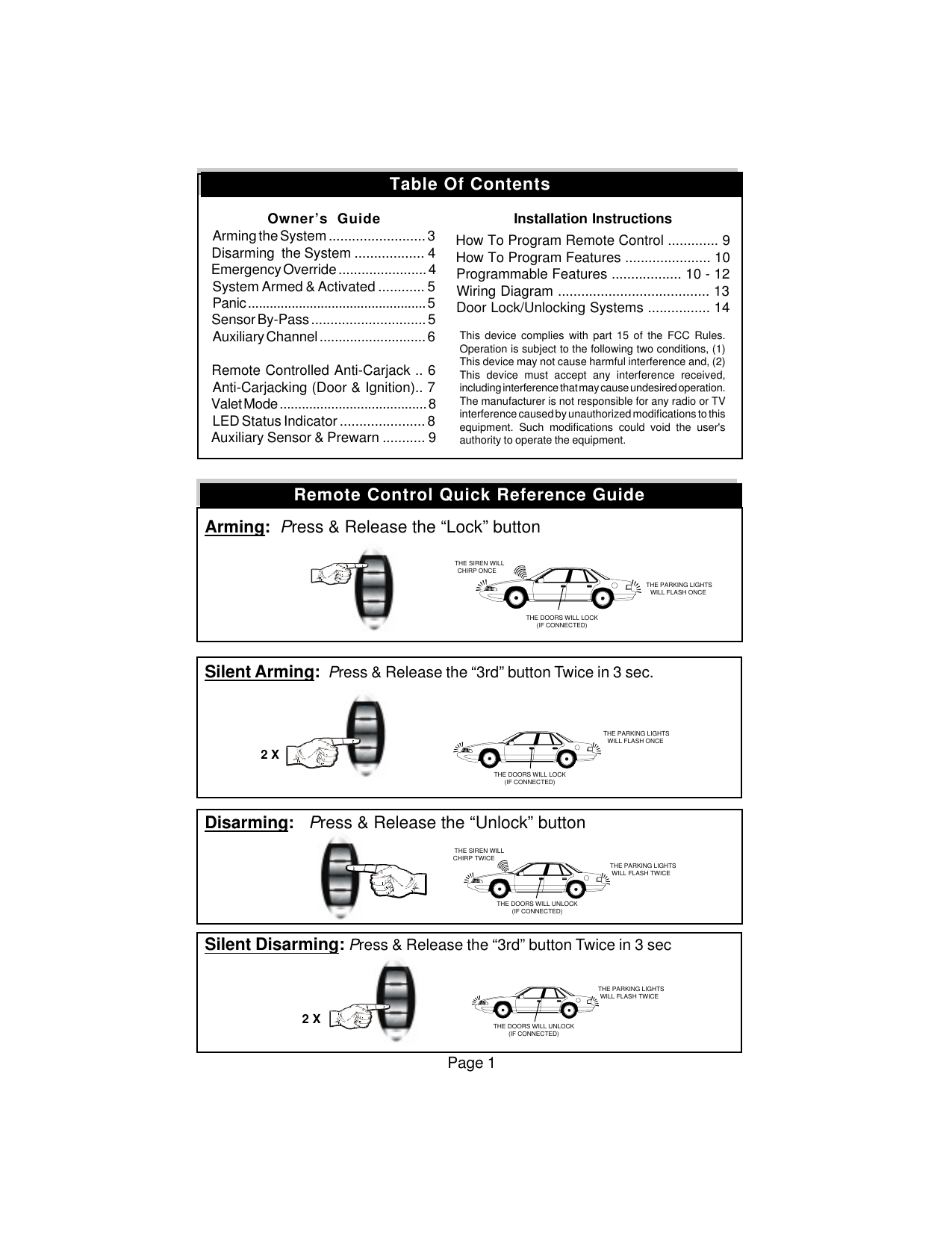 k 9 car alarm manual español