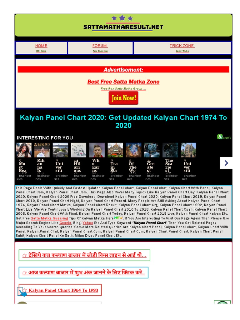 kalyan chart panel day