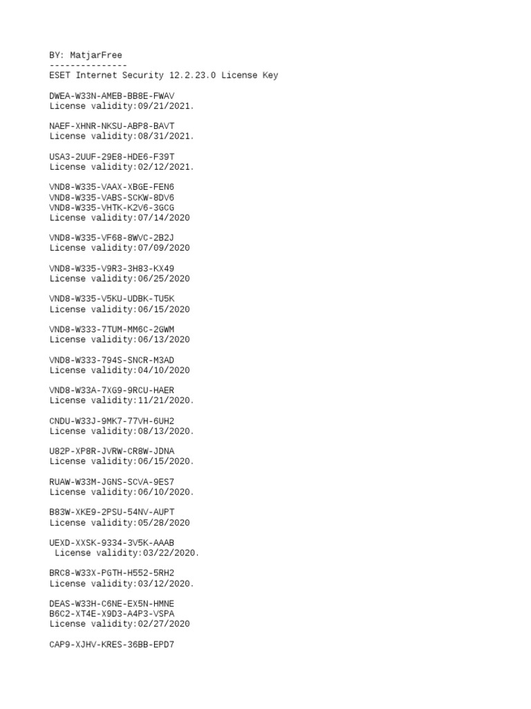 keys de eset nod32