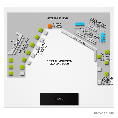 king of clubs seating chart