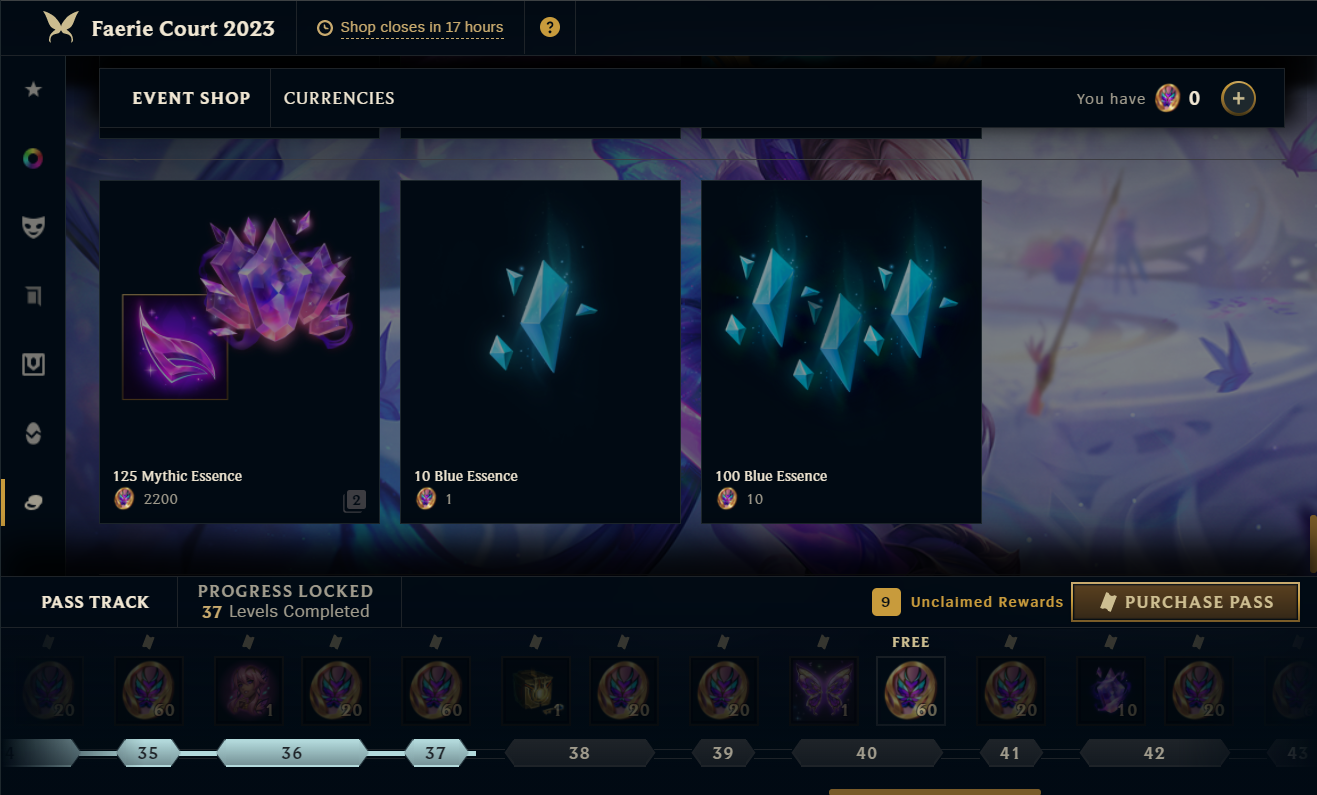 league blue essence shop 2023