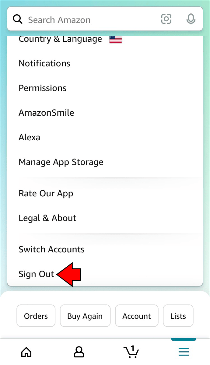 log out amazon app