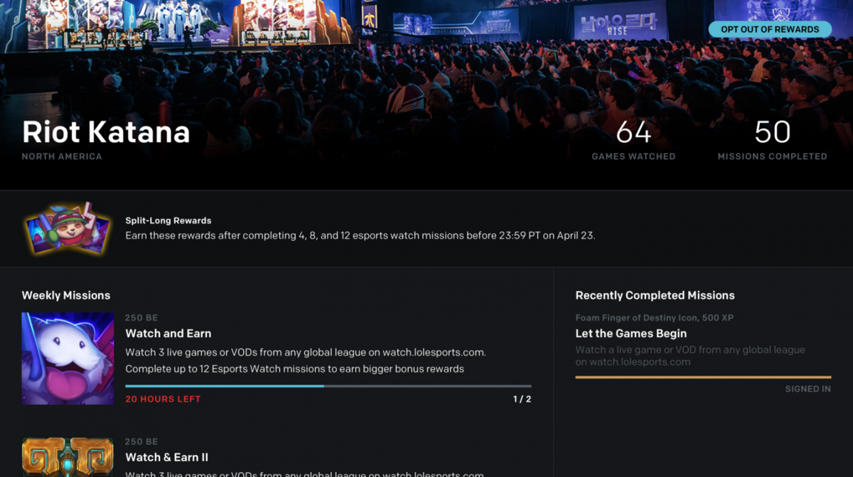lol esports rewards 2020