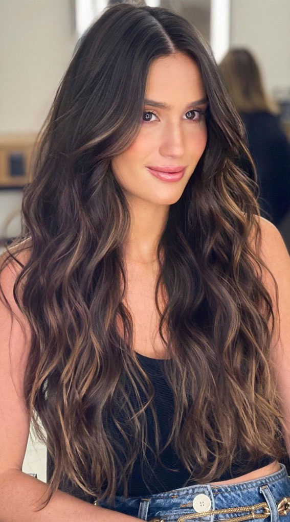 long brown highlighted hair