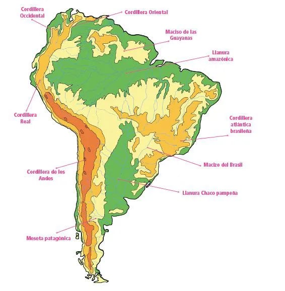 mapa de america con cordilleras