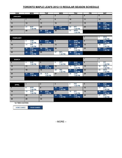 maple leafs schedule pdf