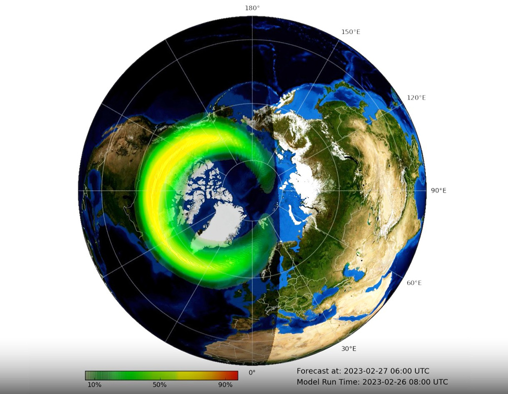 met office northern lights map