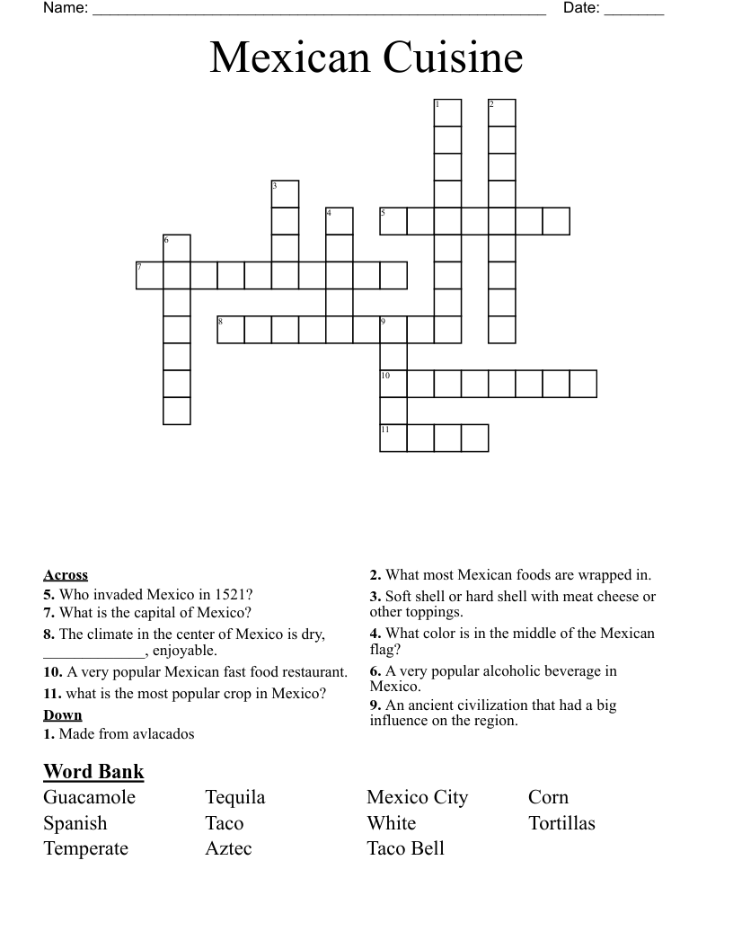 mexican sandwich crossword