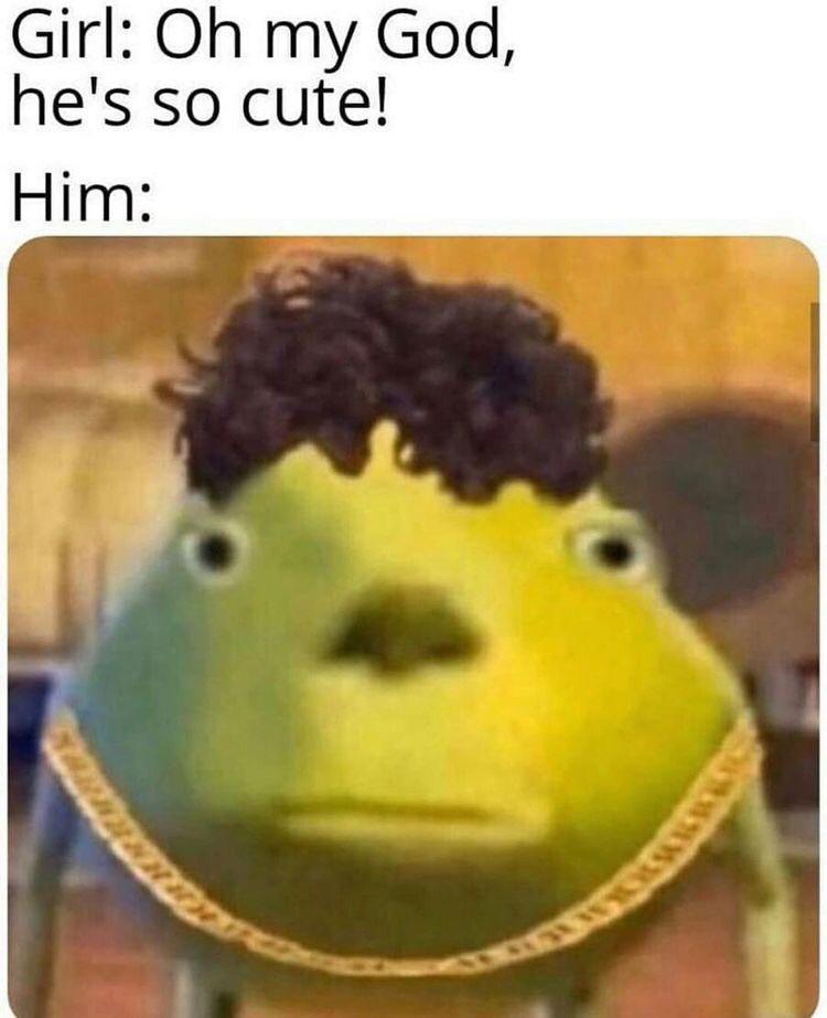 mike wazowski meme curly hair