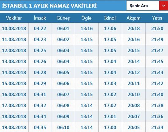 namaz saatleri tuzla