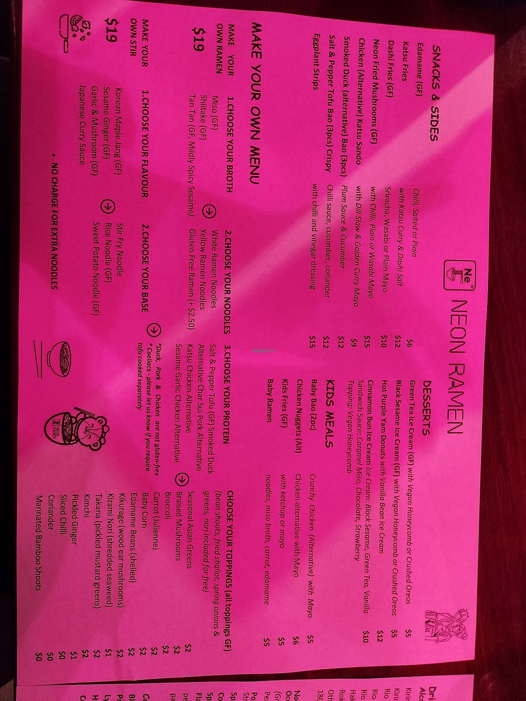 neon ramen menu