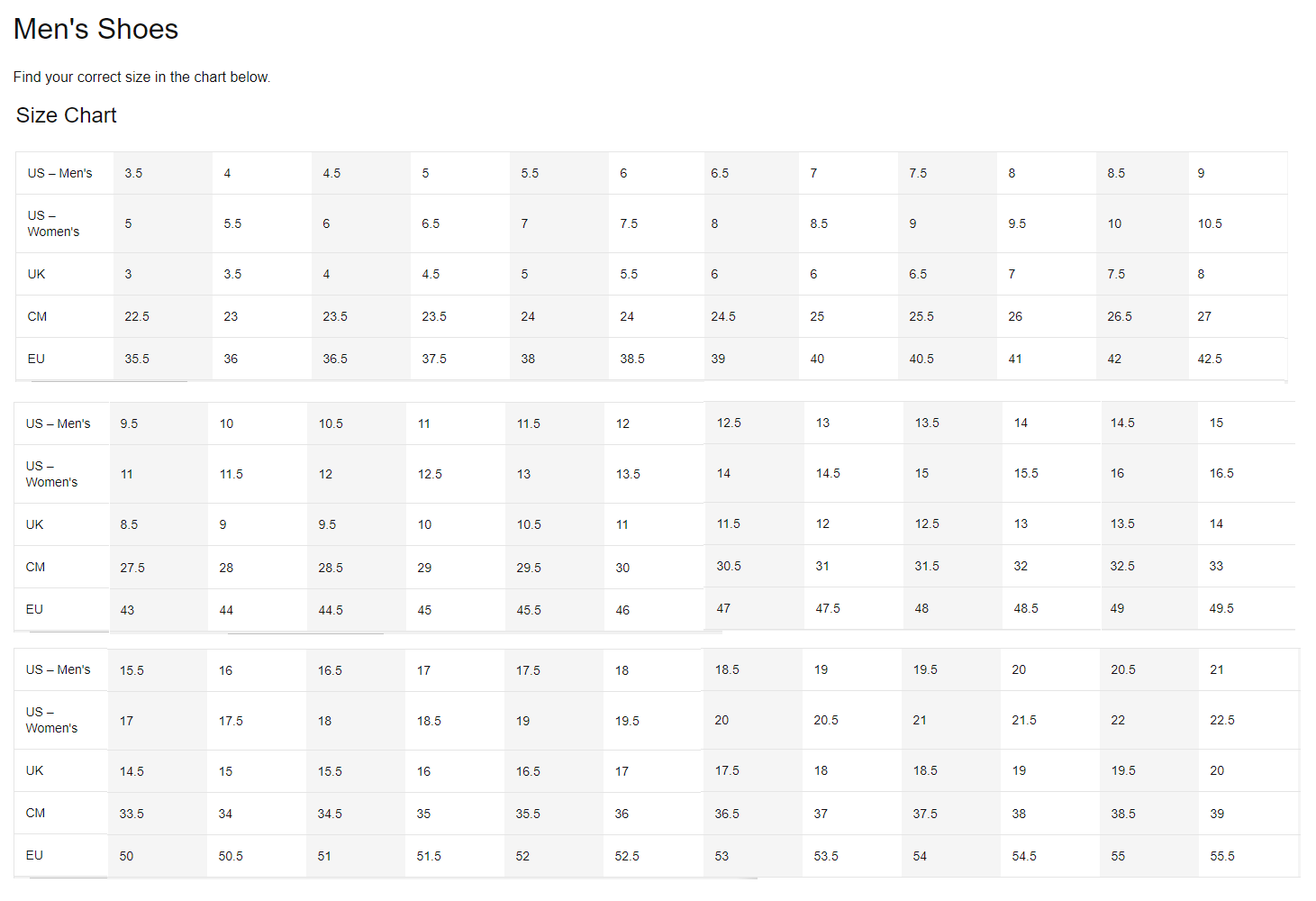 nike size guide