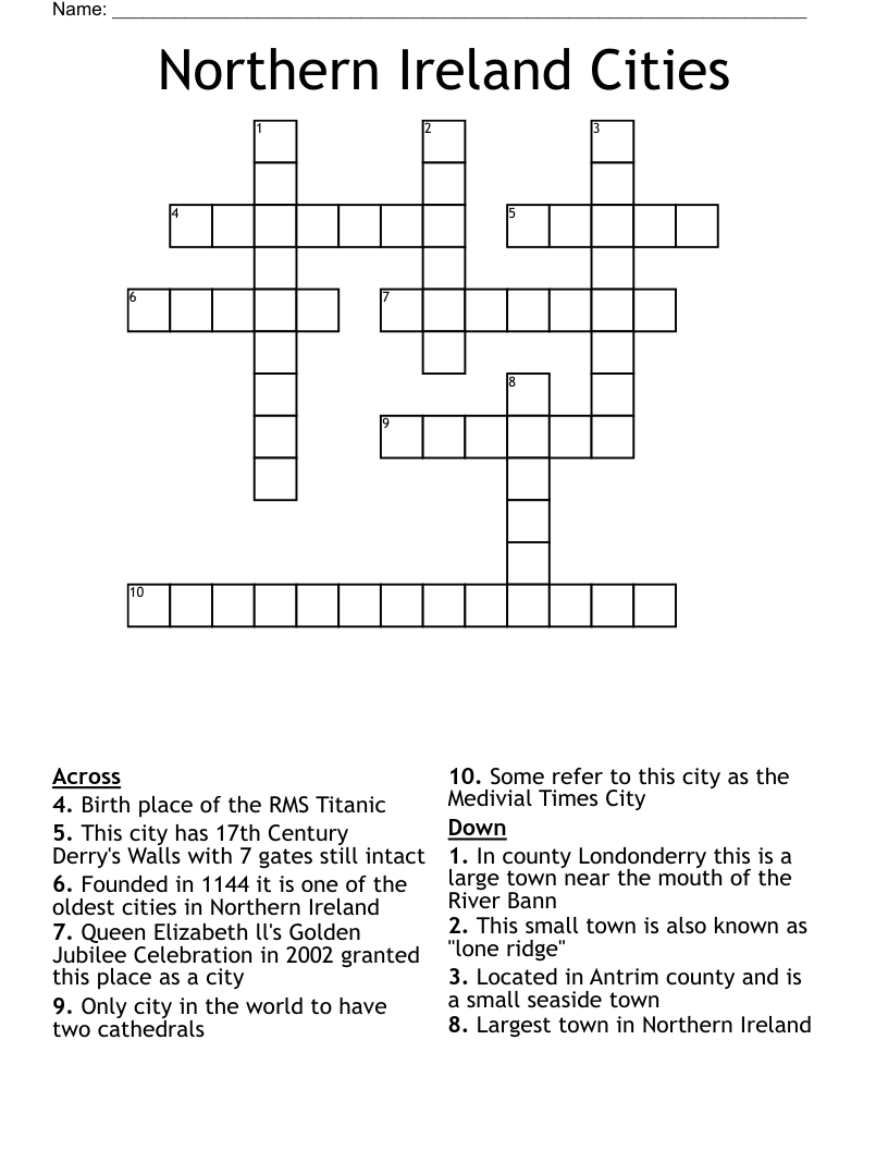 northern irish county crossword clue