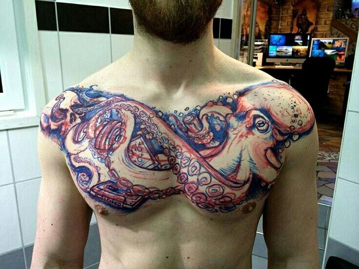 octopus chest tattoo