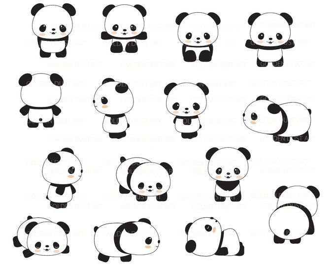 pandas kawaii para pintar