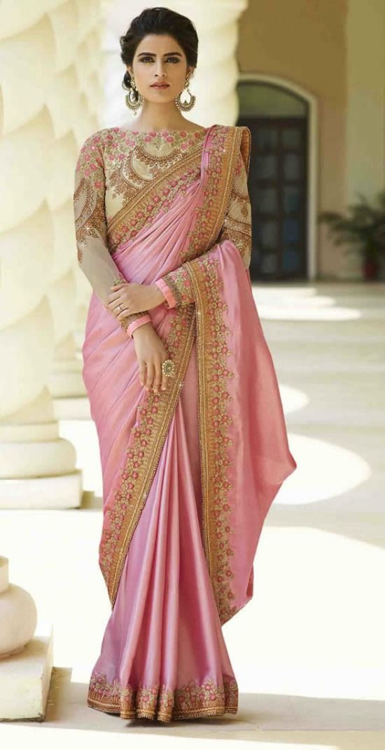 party wear saree with heavy blouse
